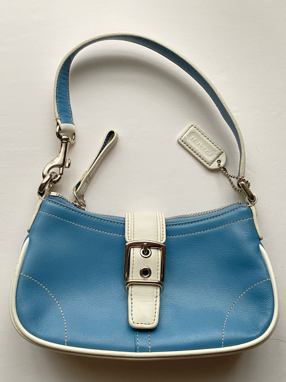 Vintage Coach blue and white mini y2k bag